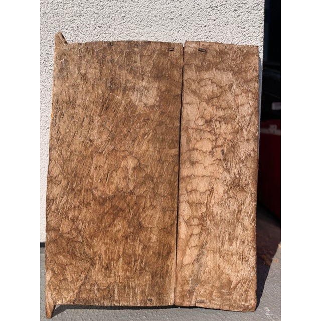 Coffee Vintage African Dogon Hand Carved Wooden Granary Door Mali Art With Lock For Sale - Image 8 of 8