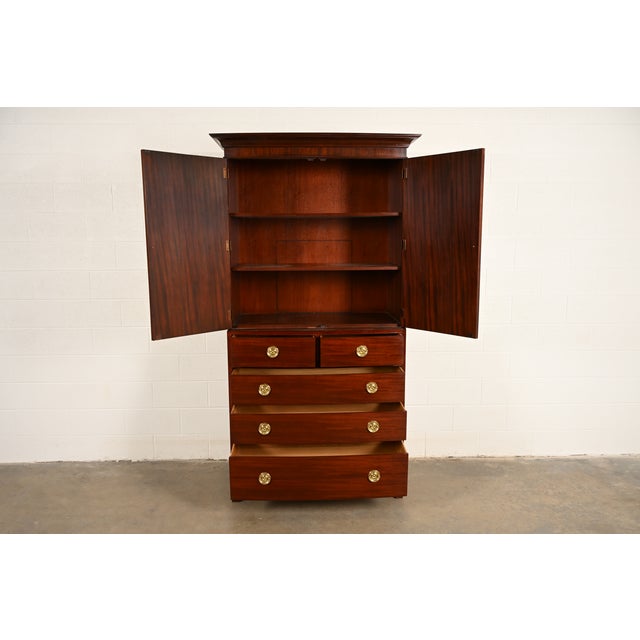 Late 20th Century Baker Furniture Federal Mahogany Armoire Dresser or Linen Press For Sale - Image 5 of 18