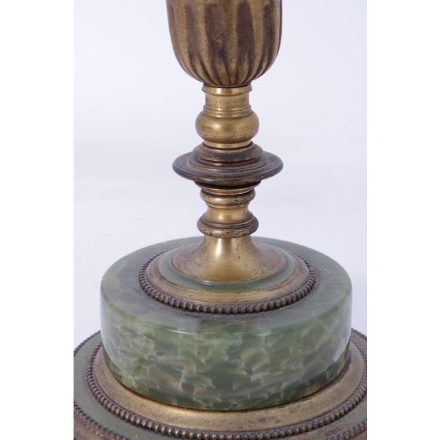 Vintage Marble & Brass 3 Light Table Bouillotte Lamp For Sale - Image 14 of 16