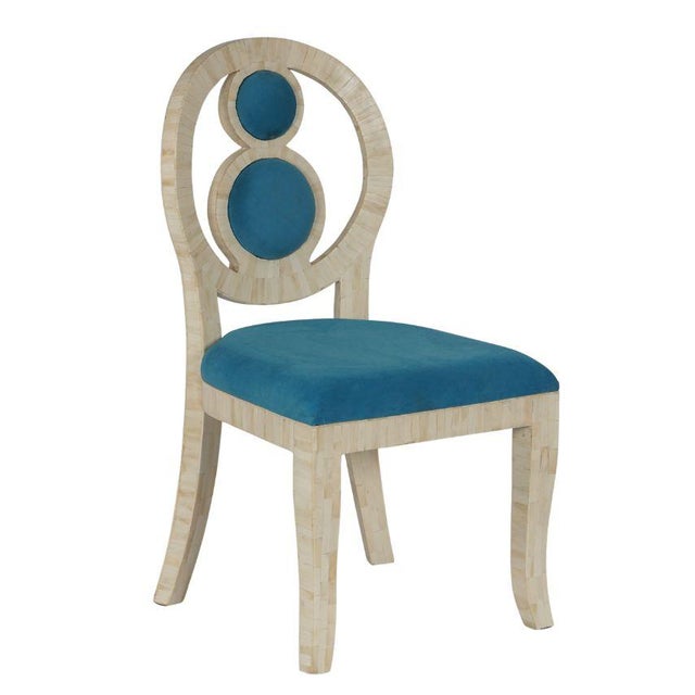 2020s Bone Inlay Chair With Velvet Upholstery For Sale - Image 5 of 5