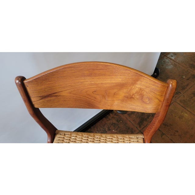 Auburn Mid Century Danish Teak Cord Seats Set 6 Chairs For Sale - Image 8 of 9