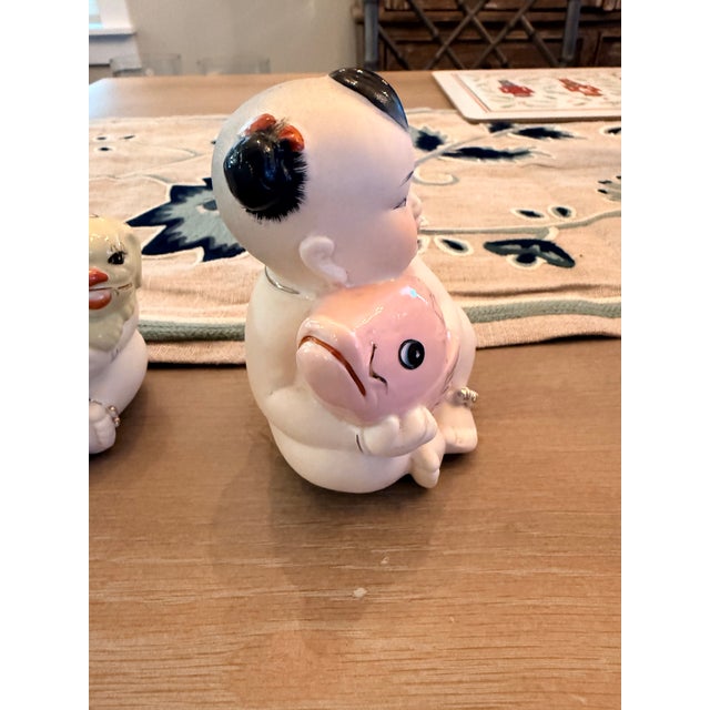Chinese Vintage Chinese Porcelain Figurines of Baby Boy and Baby Girl For Sale - Image 3 of 11