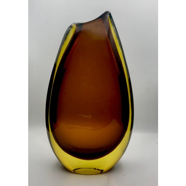 Mid-Century Modern Flavio Poli for Seguso Vetri D’Arte Model 12431 Sommerso Teardrop Vase For Sale - Image 3 of 11