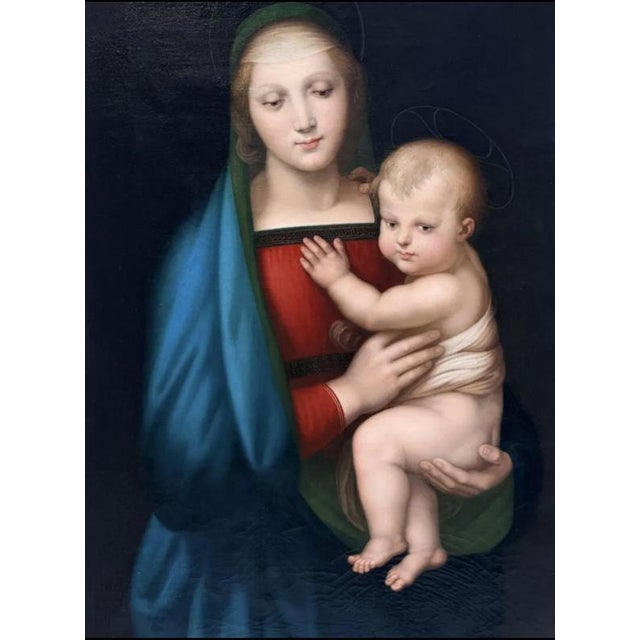 Baroque Italian School after Raphael Raffaello Sanzio, The Grand Duke Madonna, 18th Century, Oil on Canvas For Sale - Image 3 of 9