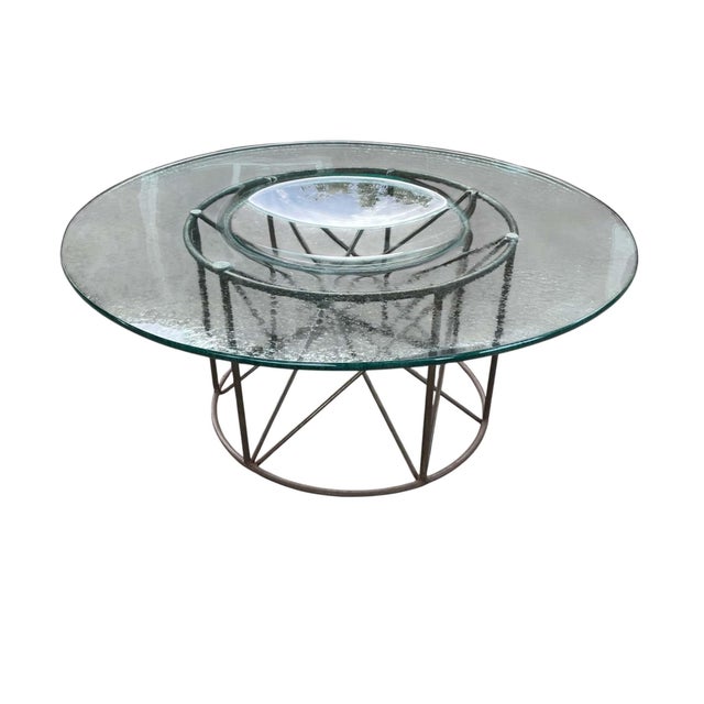 Brass 1980s Sculptural Gilt Brass Coffee Table With Concave Glass Top For Sale - Image 8 of 9