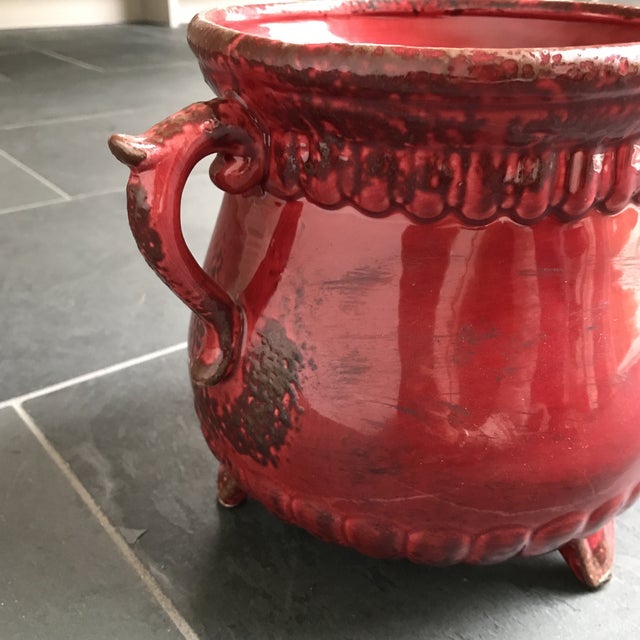 Red Ceramic Italian Pot With Handles Chairish
