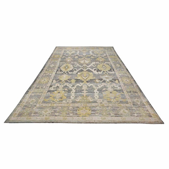 Condition: New Origin: Turkey Design: Oushak Actual size: 9'1"x14'1" Thickness: 1/8" -1/4" Colors: Charcoal, Yellow,...