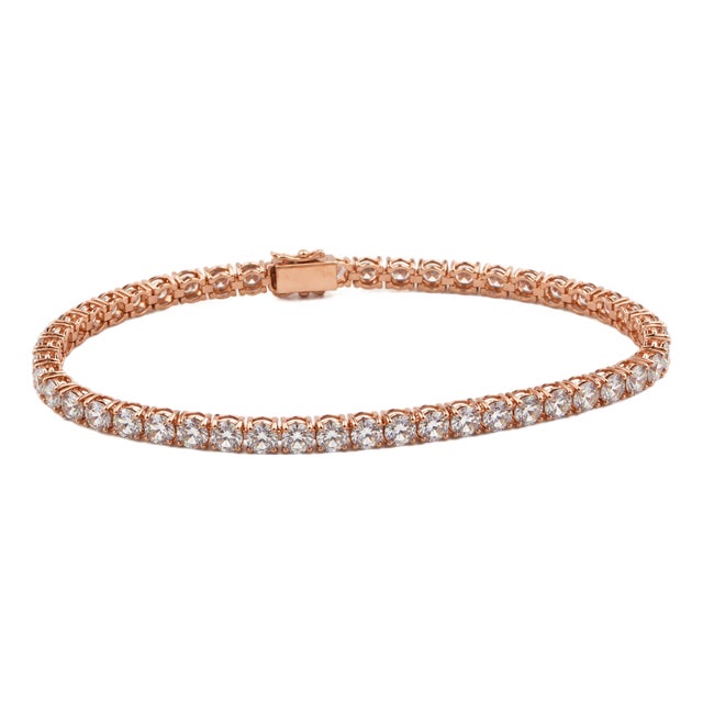 10k Rose Gold 20-1/2 CTTW Lab-Grown Diamond Tennis Bracelet, 8 In For Sale