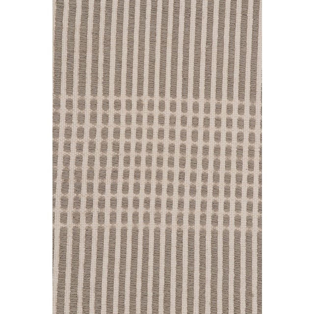 Beige Modern Flat Weave Beige Brown Geometric Striped Pattern For Sale - Image 8 of 11