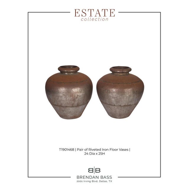 Pair of Riveted Iron Floor Vases For Sale In Dallas - Image 6 of 6