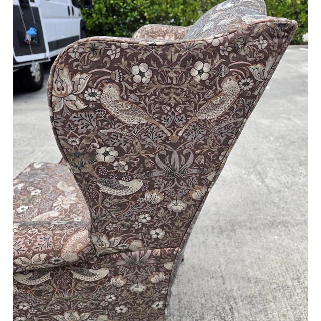 Vintage Hickory Chair Co Wingback William Morris Strawberry Thief Fabric For Sale - Image 10 of 18