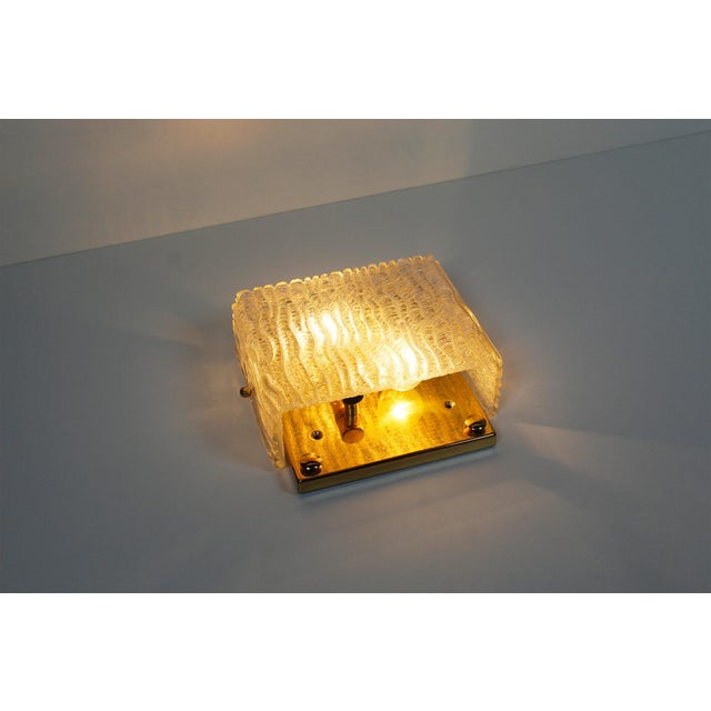 Metal Vintage Italian Brass and Murano Glass Wall Lights, 1970s, Set of 2 For Sale - Image 7 of 9