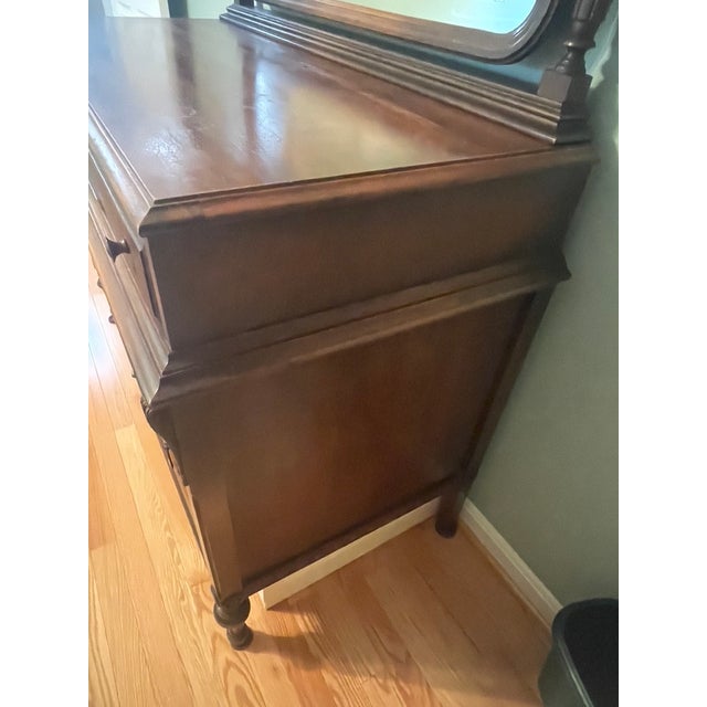 1920s Dresser With Attached Mirror by Warren Furniture on Wheels