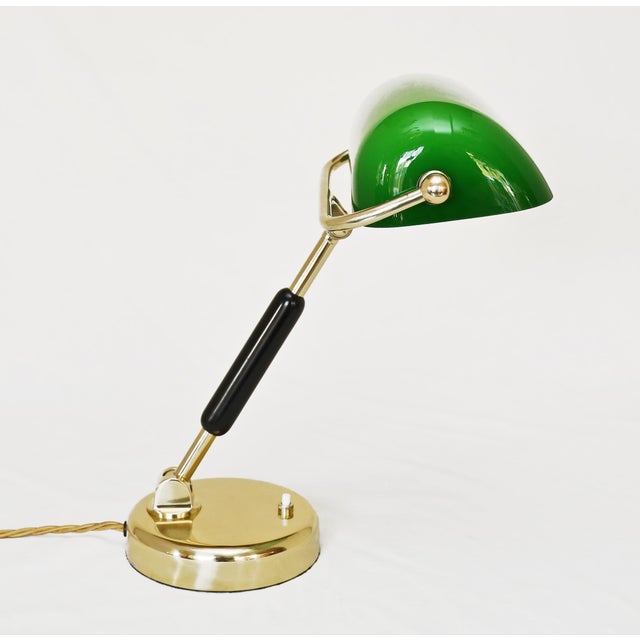 Metal Brass and Glass Office Lamp, 1920s For Sale - Image 7 of 15