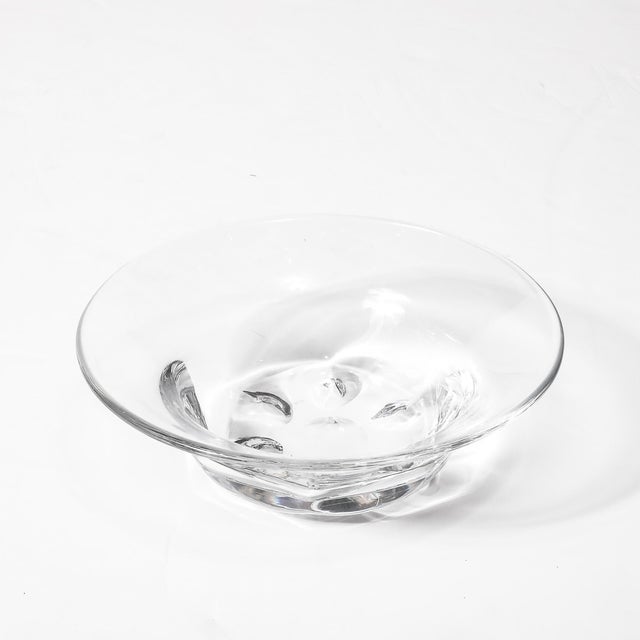Mid-Century Modern Mid-Century Modernist Crystal Bowl With Organic Base Detailing Signed Orrefors For Sale - Image 3 of 13