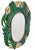 A wonderful tropical brightly colored carved wood wall mirror. The mirror features a fun tropical cala lily and green leaf...