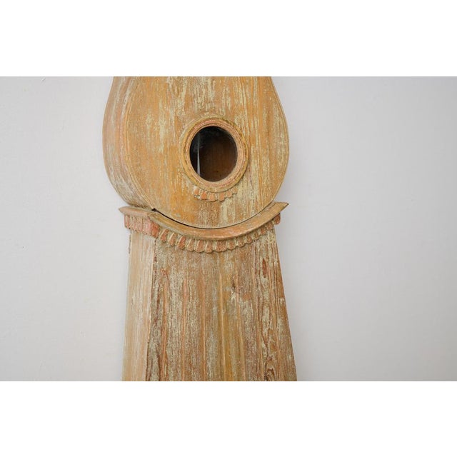 Wood Antique Swedish Gustavian Rustic Long Case Clock, Hand-Carved Gustavian Decor For Sale - Image 7 of 10