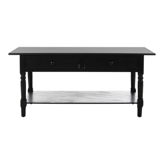 2 Drawer Coffee Table in Distressed Black For Sale