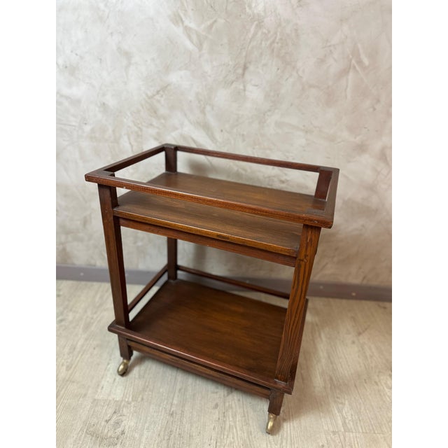Wooden Rolling Serving Cart, 1940s For Sale - Image 10 of 11