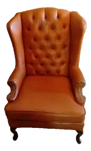 1960s Smith Gaines Genuine Nailhead Leather Wingback Chair