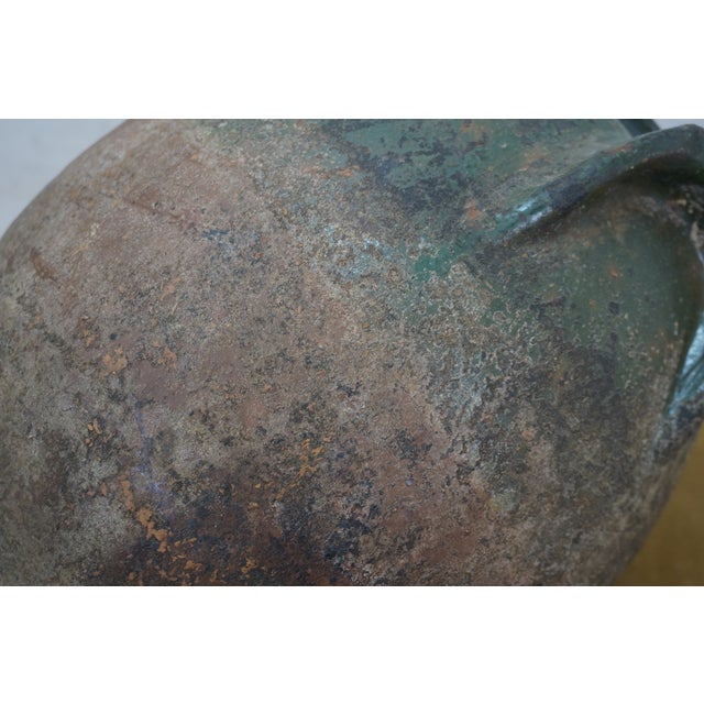 Antique Green & Brown Stoneware Pottery Vase Vessel Crock Pot Urn Jug Jar For Sale - Image 10 of 12