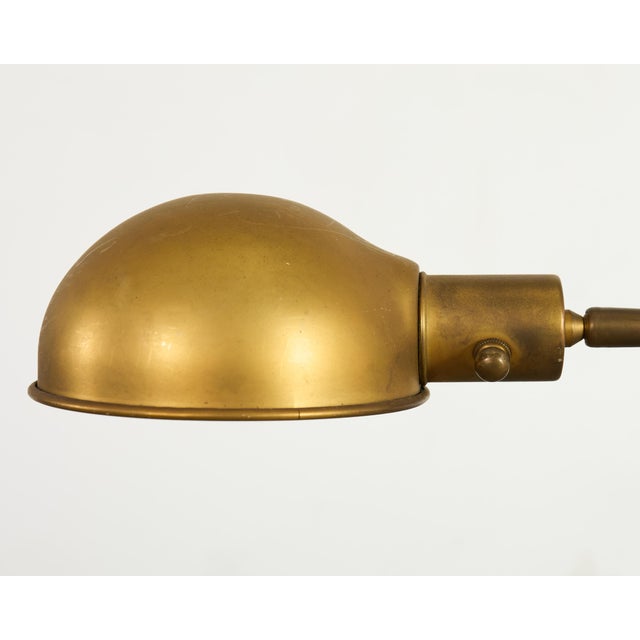 Late 20th Century Pair of Patinated Brass Adjustable Pharmacy Floor Lamps For Sale - Image 5 of 16