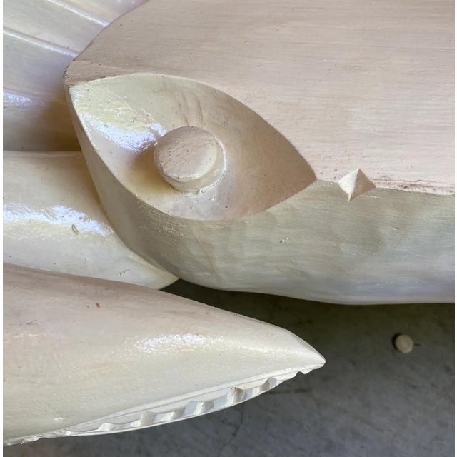 Nautical 1970s White Wooden Carved Vintage Crab Style Coffee Table Base For Sale - Image 3 of 9