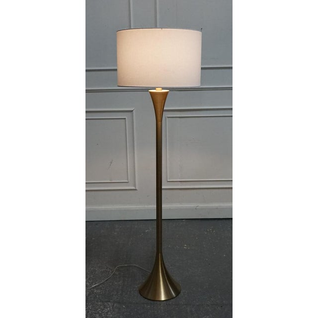 Gold Floor Lamp with White Shade For Sale - Image 3 of 9