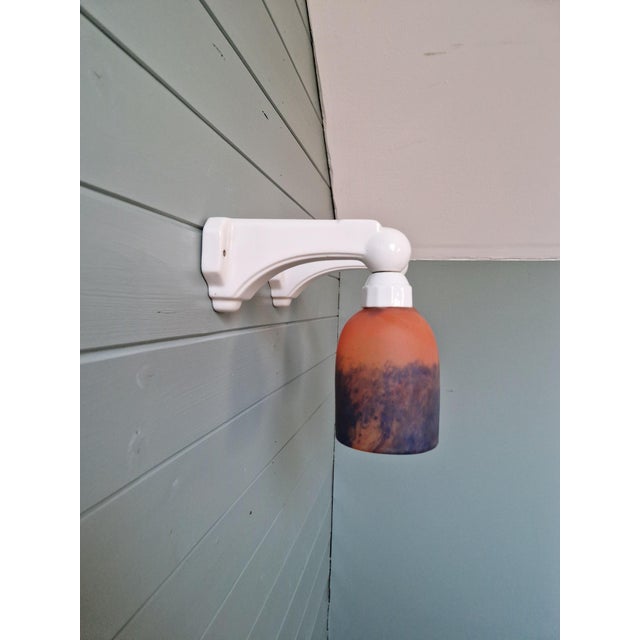 Art Deco Wall Sconces in Porcelain and Multicoloured Satin Glass, 1930s, Set of 2 For Sale - Image 10 of 18