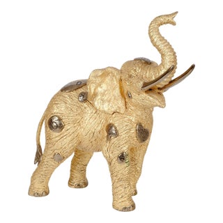 1994 Jiang Tiefeng "Golden Elephant" Hand Signed Limited Edition 7/225 Cold Painted Bronze Sculpture Excellent For Sale