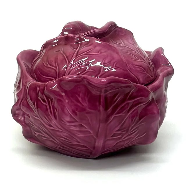 Cabbage casserole dish. A charming and quirky vintage purple tureen or casserole dish by Holland Mold, circa 1970. Height:...