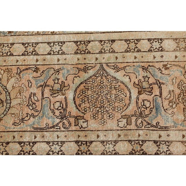 Authentic 19th Century Persian Tabriz Beige, Blue, Brown Wool Carpet For Sale - Image 11 of 12