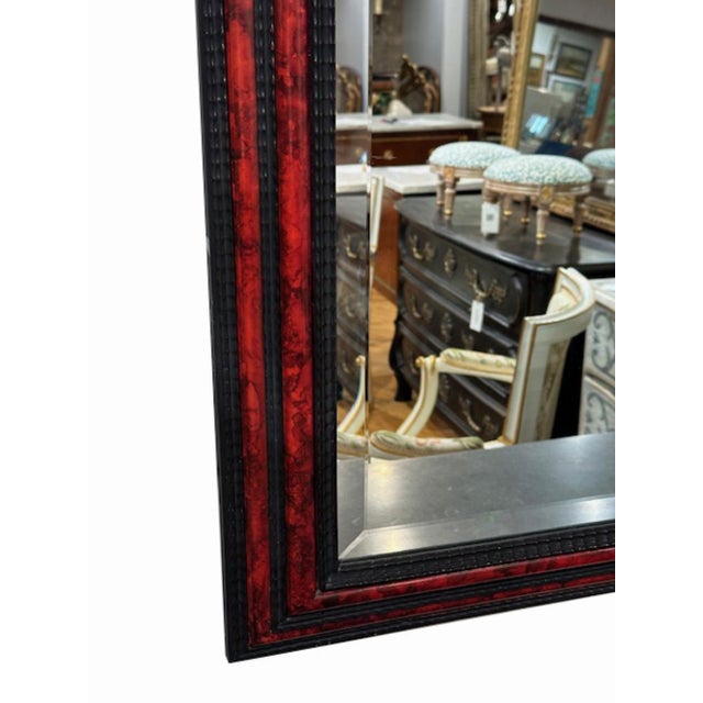 A Large French Ripple Carved and Faux Tortoiseshell Cushion Mirror. For Sale - Image 9 of 9