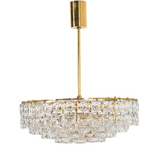 Brass and Crystal Chandelier For Sale