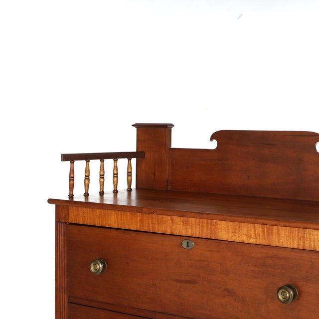 Antique Classical Empire Mahogany Gentlemans Chest with Gallery Backsplash 19th Century For Sale - Image 9 of 12