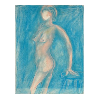 Pink Standing Nude Bay Area Figurative Drawing by Louis Nadalini 1987 For Sale