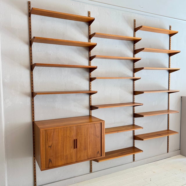 Wood Large Danish Teak Modular Wall System from FM Møbler, 1960s For Sale - Image 7 of 16