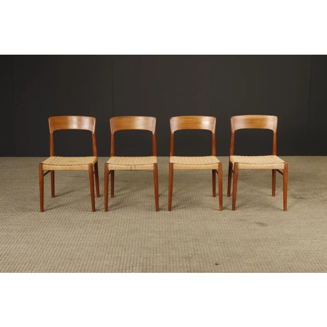 Kai Kristiansen Set of 4 Kai Kristiansen for k.s. Møbler Teak Dining Chairs, Denmark, 1960s For Sale - Image 4 of 10