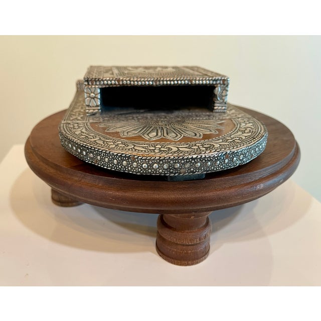 Vintage Indian Repousse Tin & Copper Wall Pocket/ Key Holder For Sale - Image 9 of 10