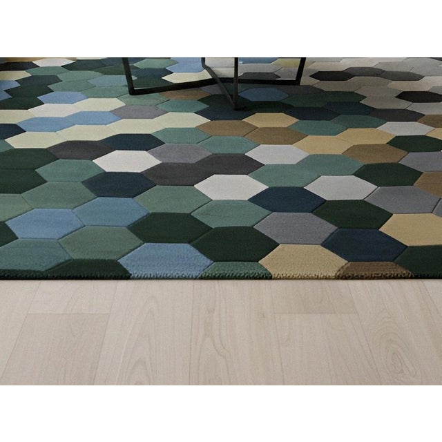 Green Modern Geometric Hexagon Hand-Tufted Wool Doormat For Sale - Image 8 of 14