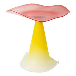 Stephen Cox 2001 Postmodern Art Glass Compote For Sale
