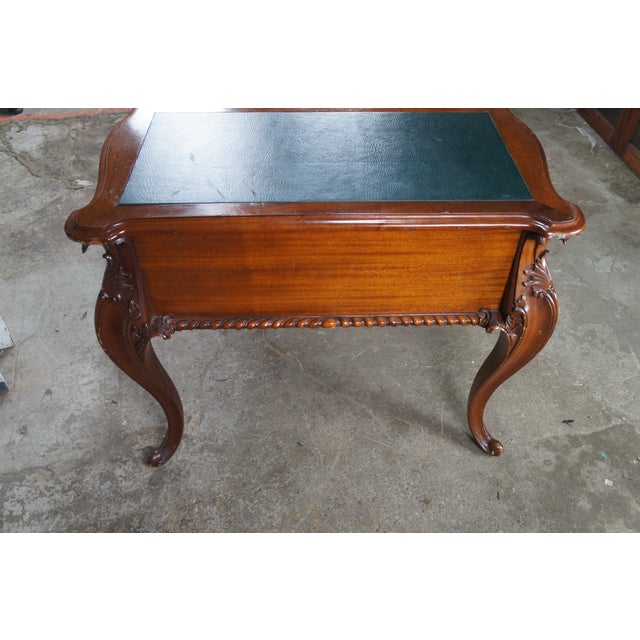 Vintage Chippendale Style Mahogany Carved Leather Inset Executive Office Desk For Sale - Image 18 of 18