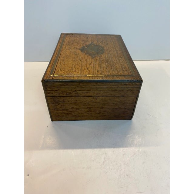 19th Century Brass Inlaid Rose Wood English Vanity Box | Chairish
