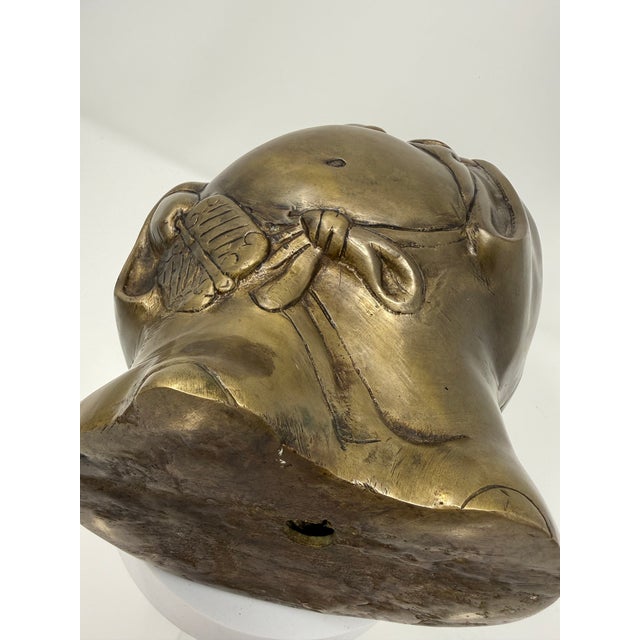 Vintage Cast Brass Budai Laughing Buddha Sculpture For Sale - Image 10 of 10