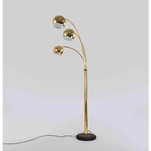 Vintage Brass Floor Lamp attributed to Goffredo Reggiani, 3 arms with tilting lampshades. Marble base. Maximum extension...