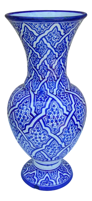 Blue Ceramic Vase W/ Arabesque