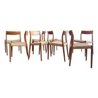 Mid-Century Teak Dining Chairs # 77 by Niels O. Møller, J. L. Moller, Set of 8 For Sale