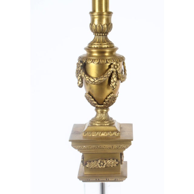 Mid 20th Century Ormolu & Glass Corinthian Column Table Lamps, 1950s, Set of 2 For Sale - Image 6 of 18