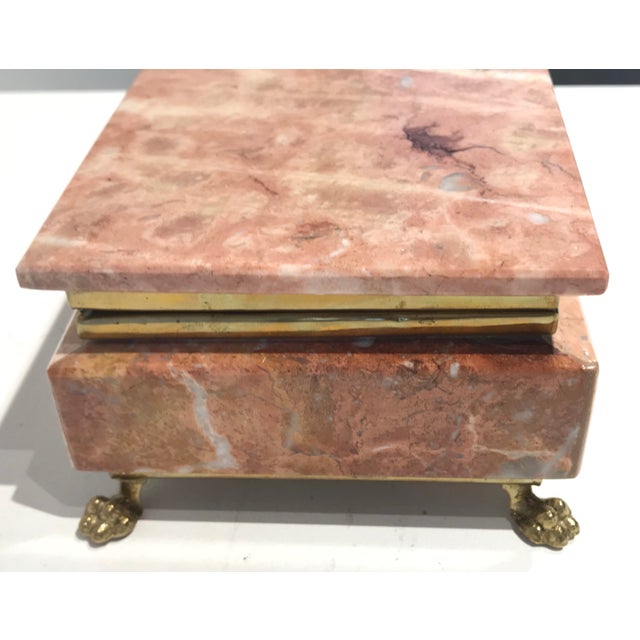 Contemporary 1960s Pink Marble Lidded Rectangular Jewelry Box For Sale - Image 3 of 8