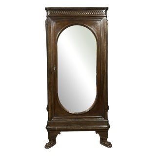 Oval Renaissance Style Mirrored Cabinet in Walnut For Sale